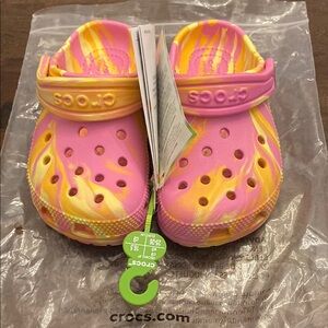 CROCS Pink and Yellow Sandals- Size C9- NWT
